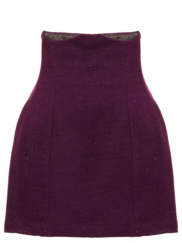 Юбка-корсет из шерсти с люрексом фиолетового цвета 