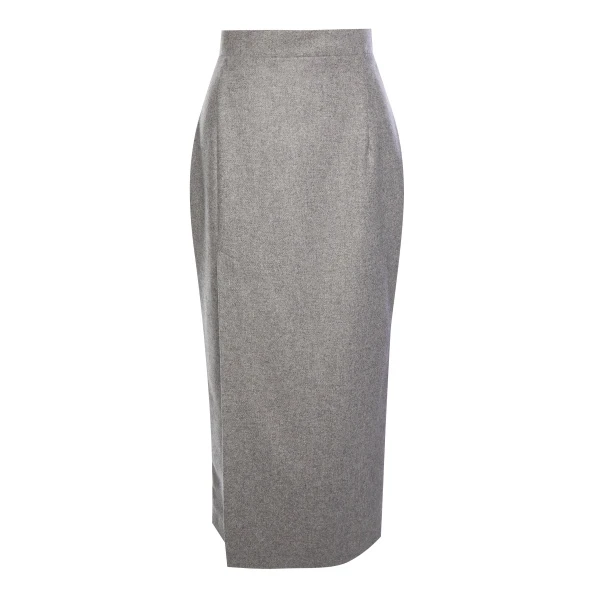 Юбка-миди из премиальной шерсти с высоким разрезом на ноге